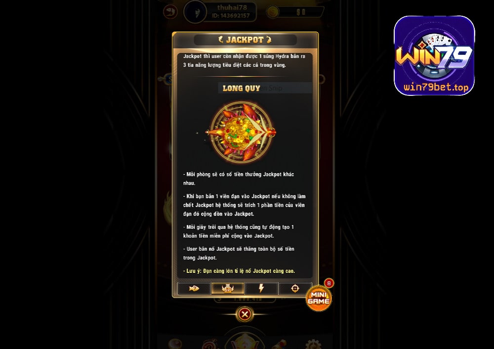 Mỗi phòng game có số tiền thưởng Jackpot khác nhau